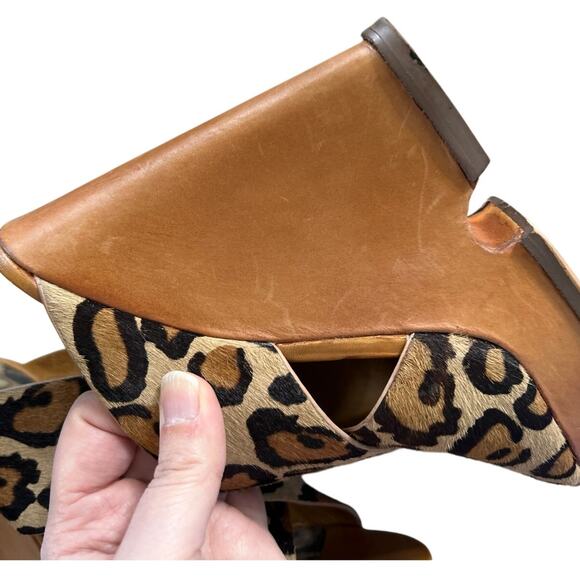 Sam Edelman Jorgia Leopard Tan Pony Hair & Leather Platform Wedge Sandal - Picture 6 of 10